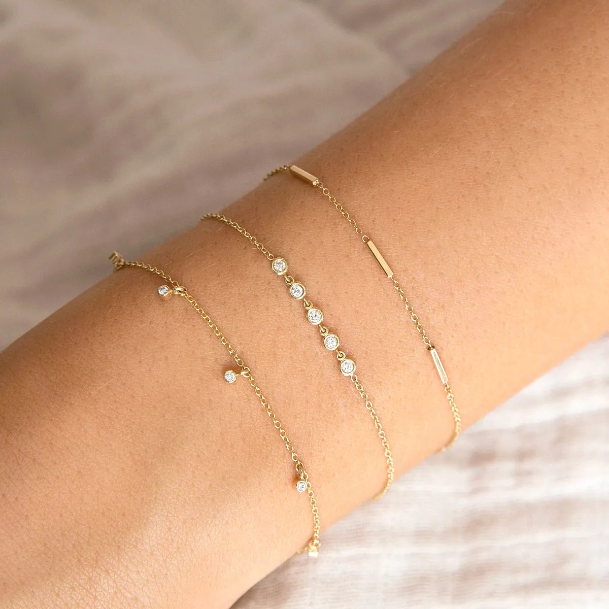 14k 5 Horizontal Tiny Bar Station Bracelet