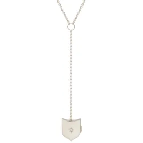 14k Star Set Diamond Shield Locket Lariat Necklace - SALE