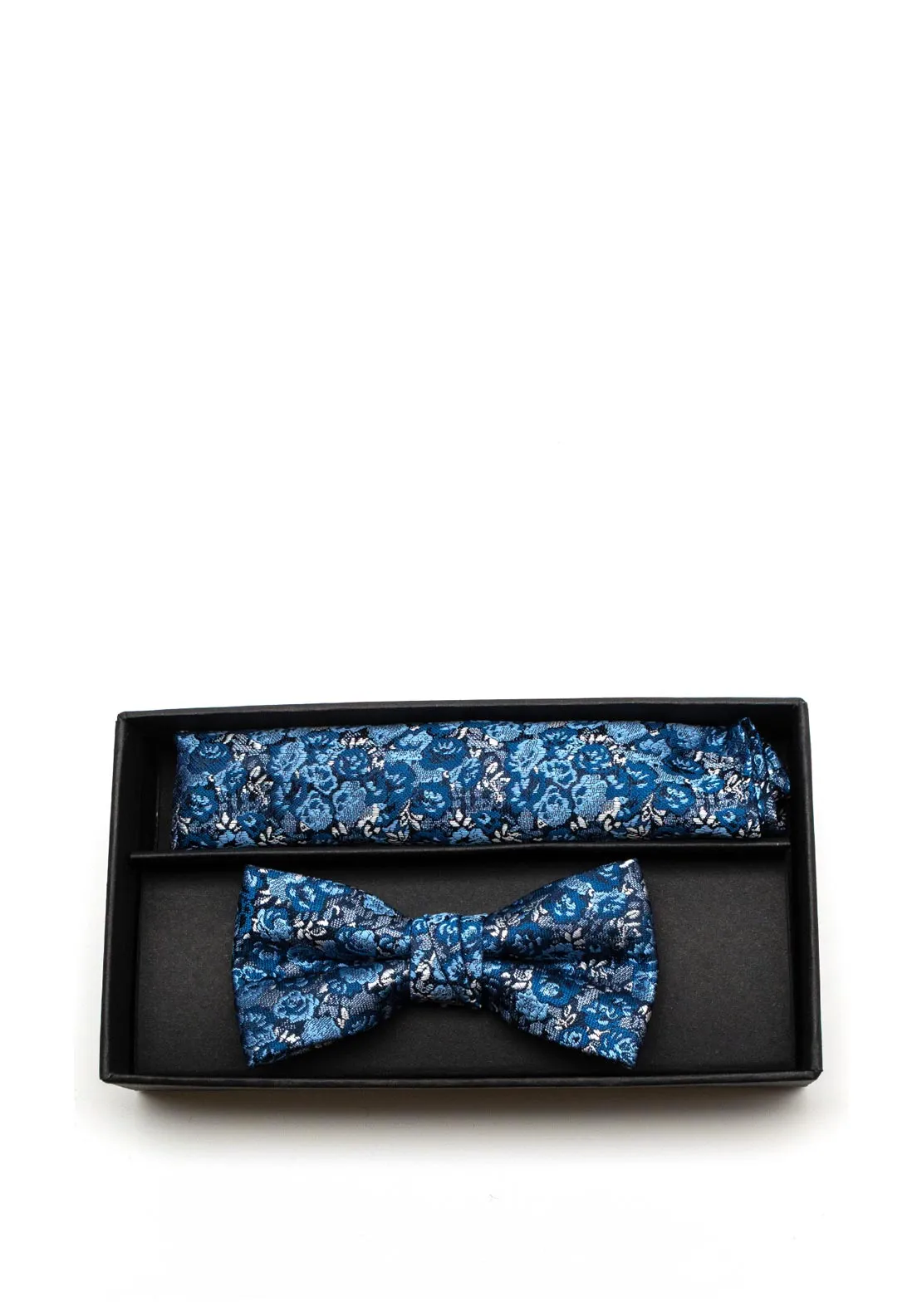 1880 Club Print Bowtie and Pocket Square Set, Blue