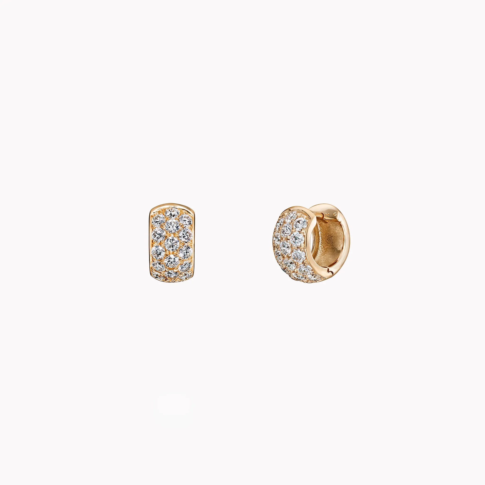 3 Row Diamond Pavé Huggie Earrings