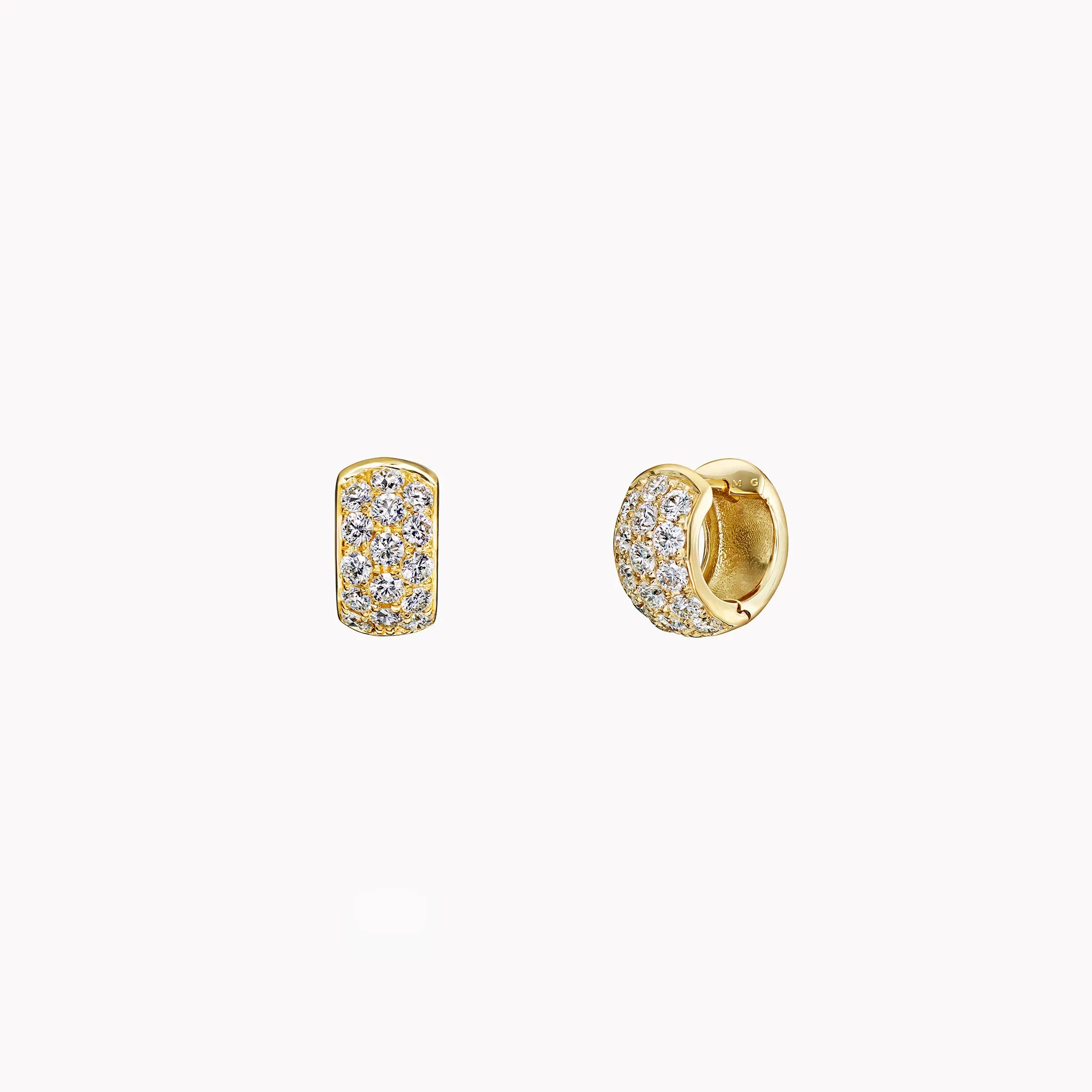 3 Row Diamond Pavé Huggie Earrings