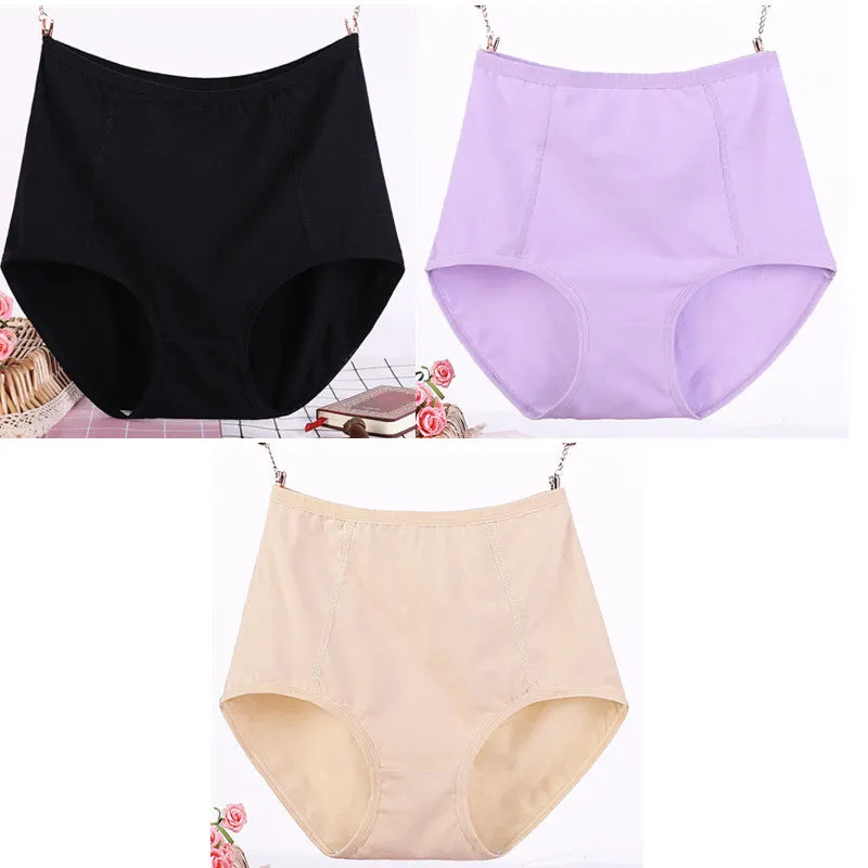 3Pcs/Lot Big Size Xl-6Xl Sexy High Waist Womens Cotton Solid Panties Breathable Briefs Underwear Lin