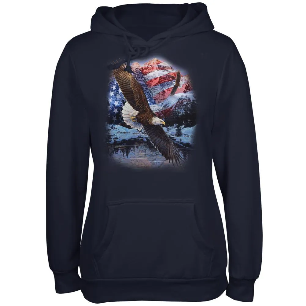 4th Of July American Flag Bald Eagle Juniors Soft Hoodie