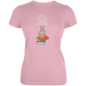 A Good Book and My Bunny Pink Juniors Soft T-Shirt