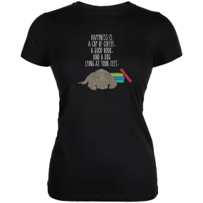 A Good Book and My Dog Black Juniors Soft T-Shirt