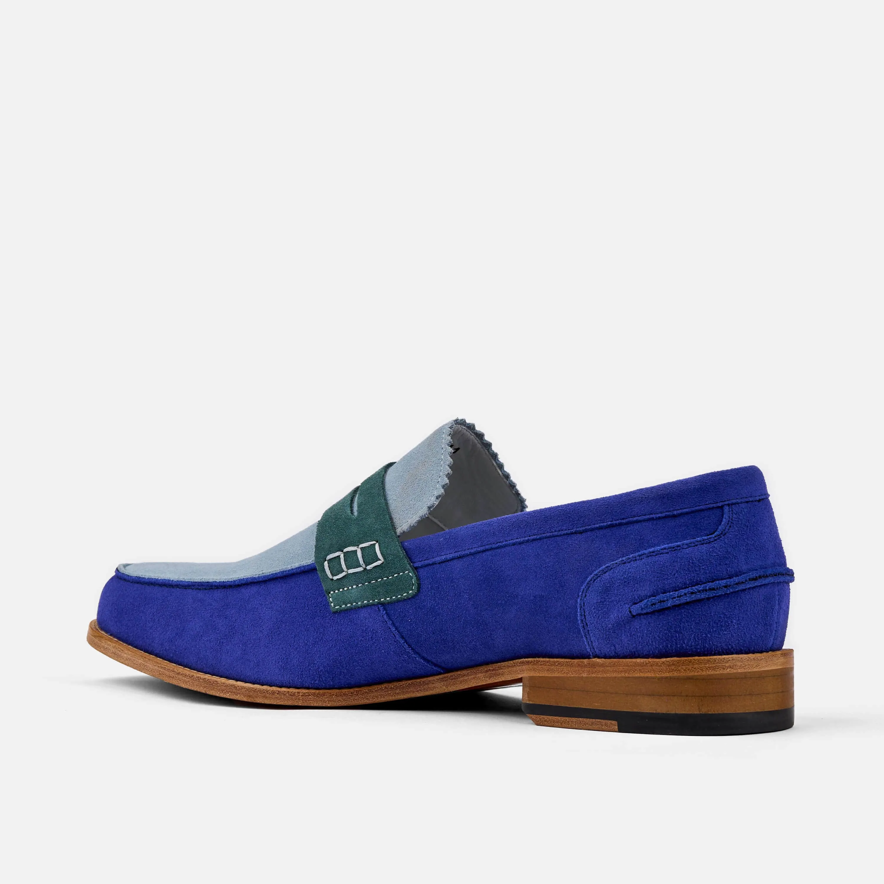 Abe Royal Blue Suede Penny Loafers