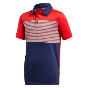 adidas Golf Engineered Stripe Junior Polo Shirt - Dark Blue/Red