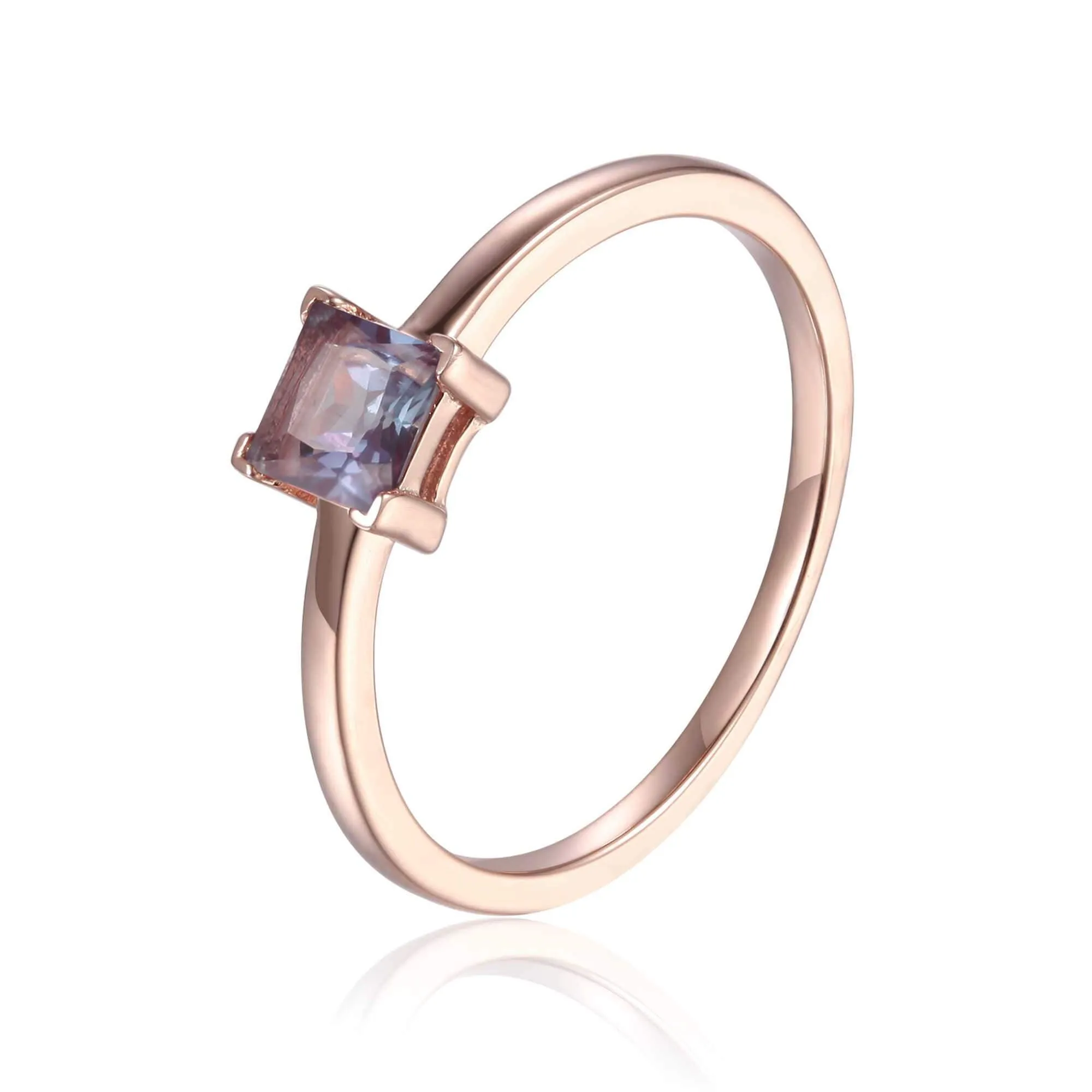 Alexandrite Square Solitaire Ring