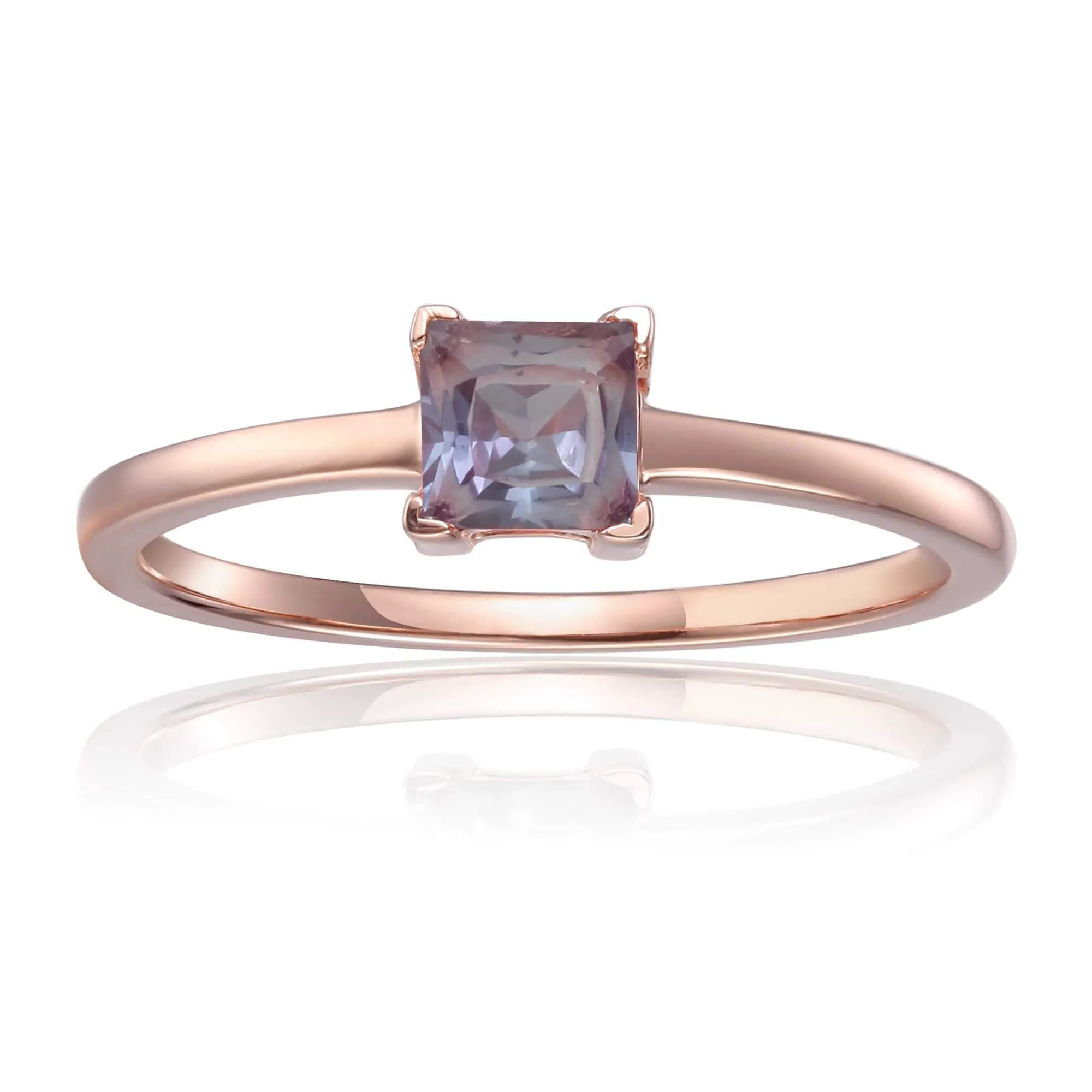 Alexandrite Square Solitaire Ring