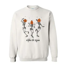 Alpha Chi Sigma Pumpkin Head Skeletons Crewneck Sweatshirt