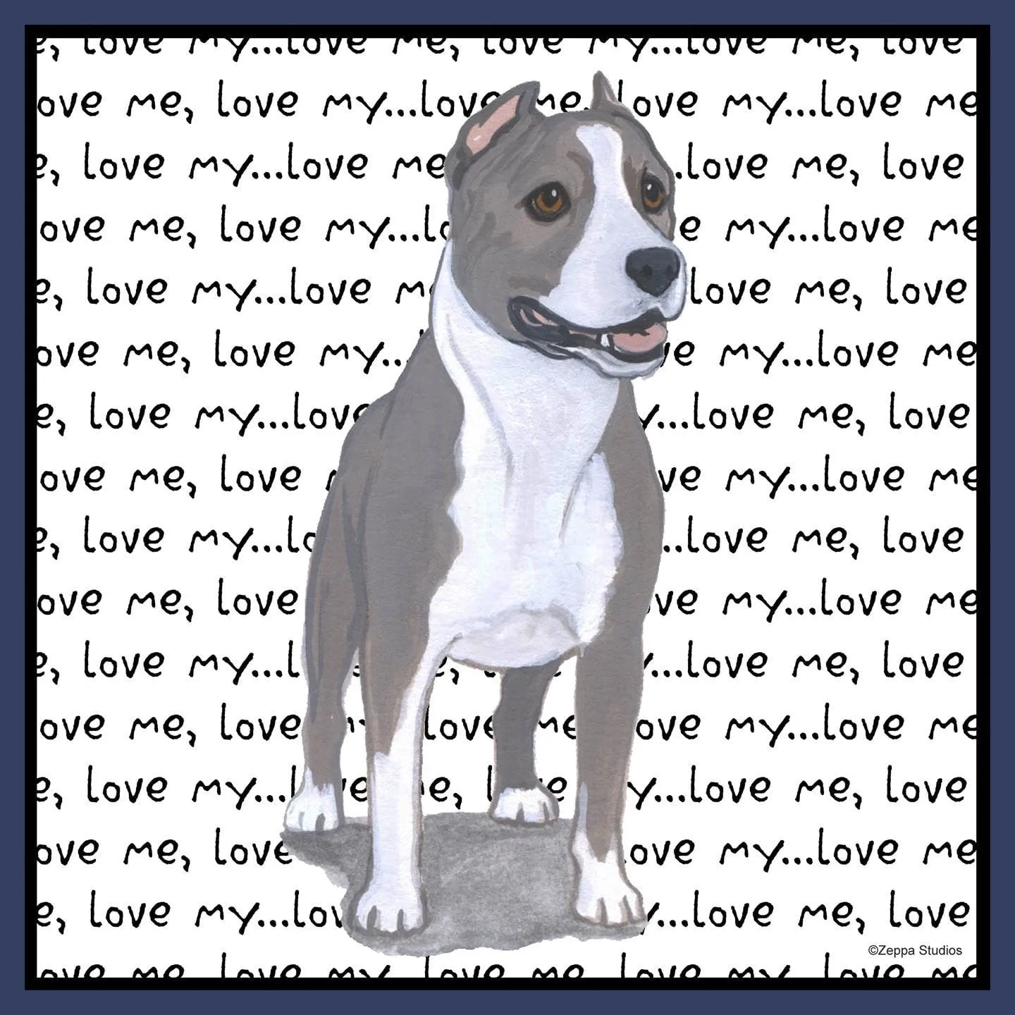 American Staffordshire Terrier Love Text - Adult Unisex T-Shirt