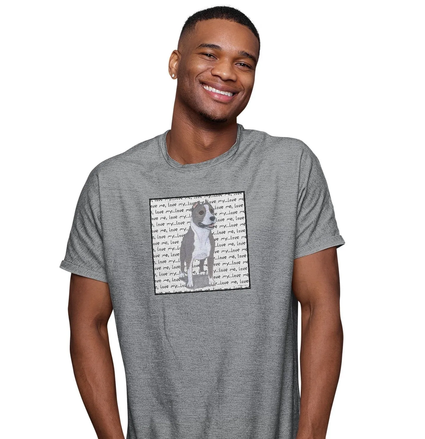 American Staffordshire Terrier Love Text - Adult Unisex T-Shirt