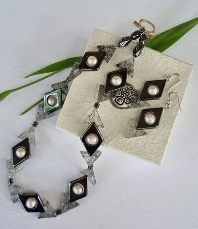 Art deco necklace earring set