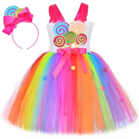 Baby Girl Lollipop Candy Tutu Rainbow Dress