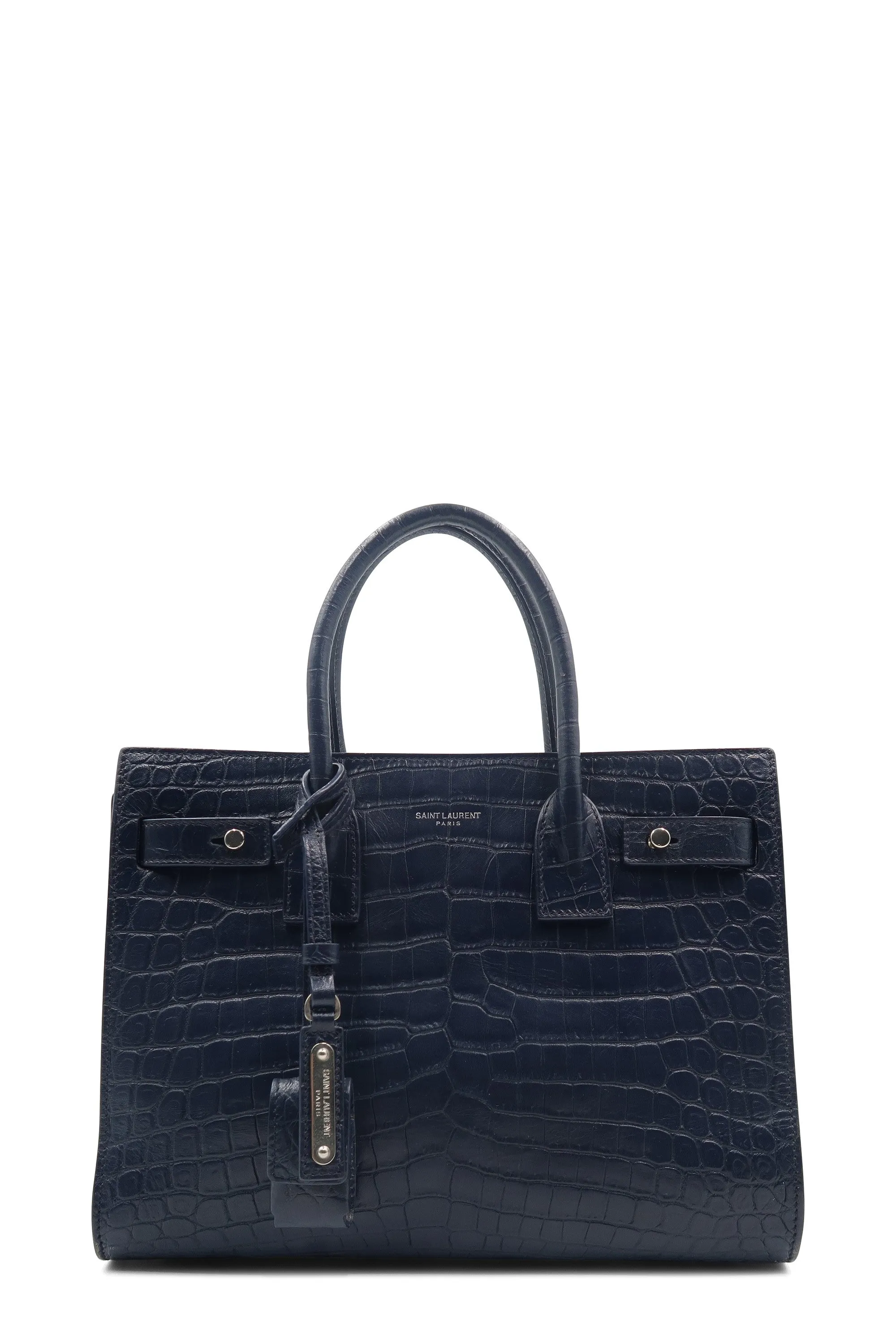 Baby Sac De Jour Souple Crocodile Embossed Navy