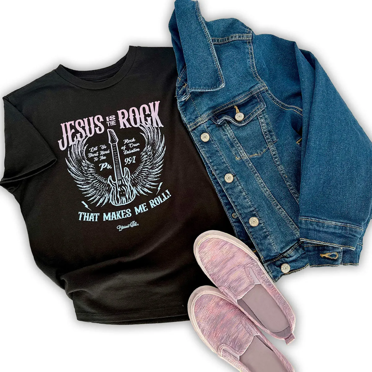 Blessed Girl Kids T-Shirt Jesus Is The Rock