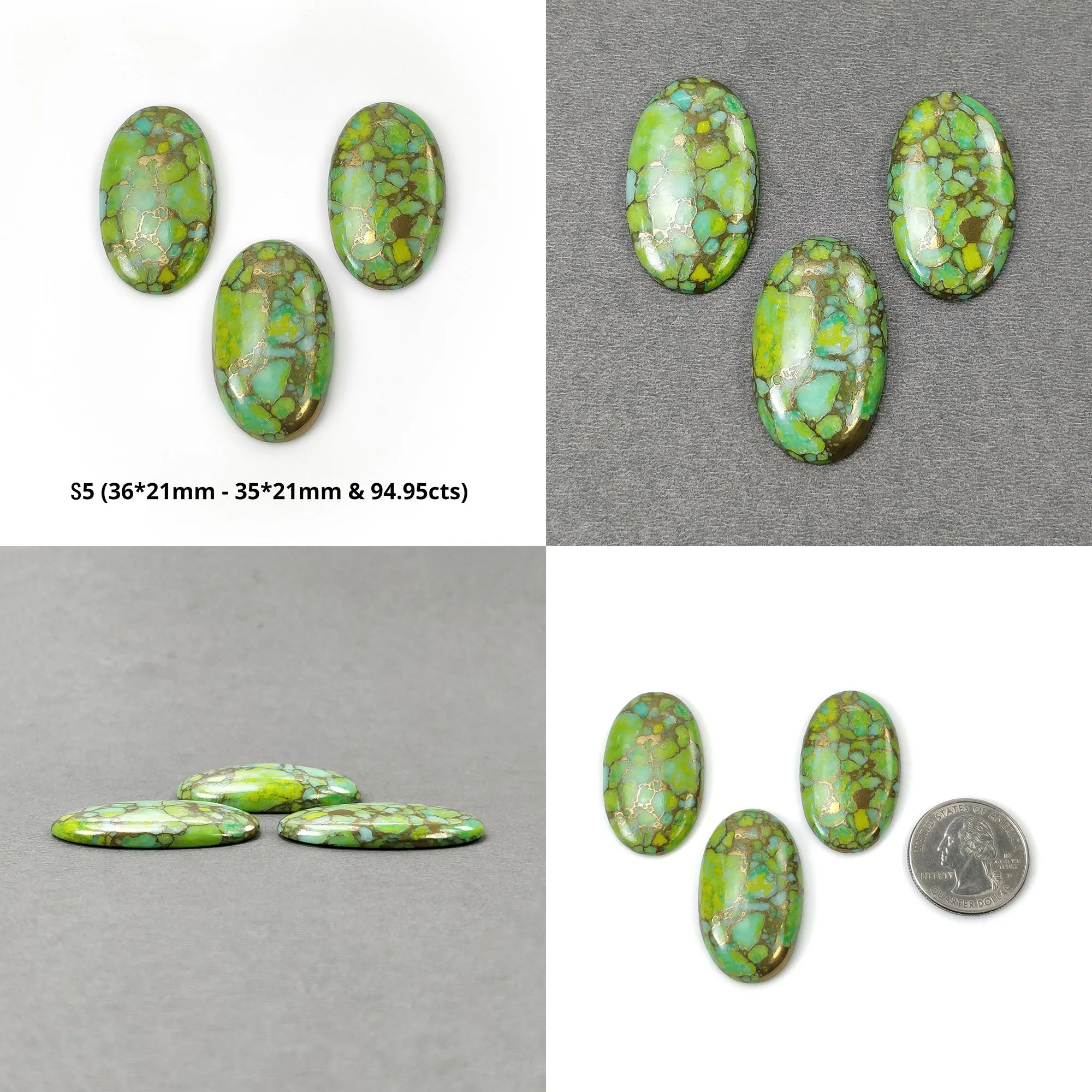 BLUE & GREEN COPPER Turquoise Gemstone Cabochon : Synthetic Turquoise Oval, Round, Cushion Shape 13mm - 36.5*21mm Pair, 2,3,5pcs