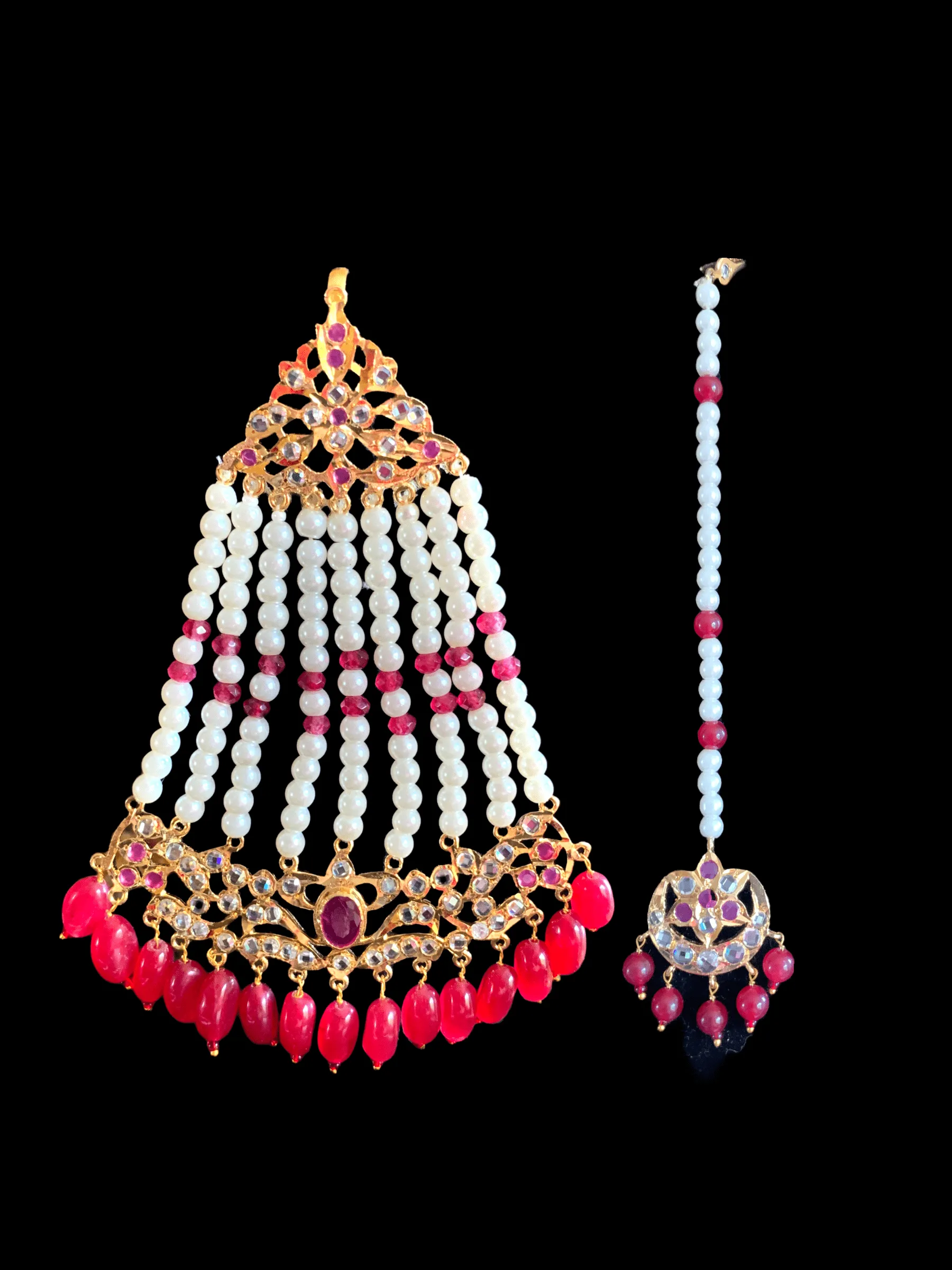 BR53 Jadavi Bridal set in ruby - ruby ( READY TO SHIP)