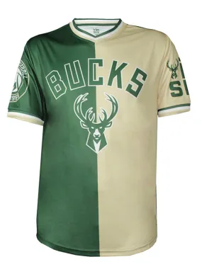 Bucks In Six Milwaukee Bucks Mesh Color Block V-Neck T-Shirt