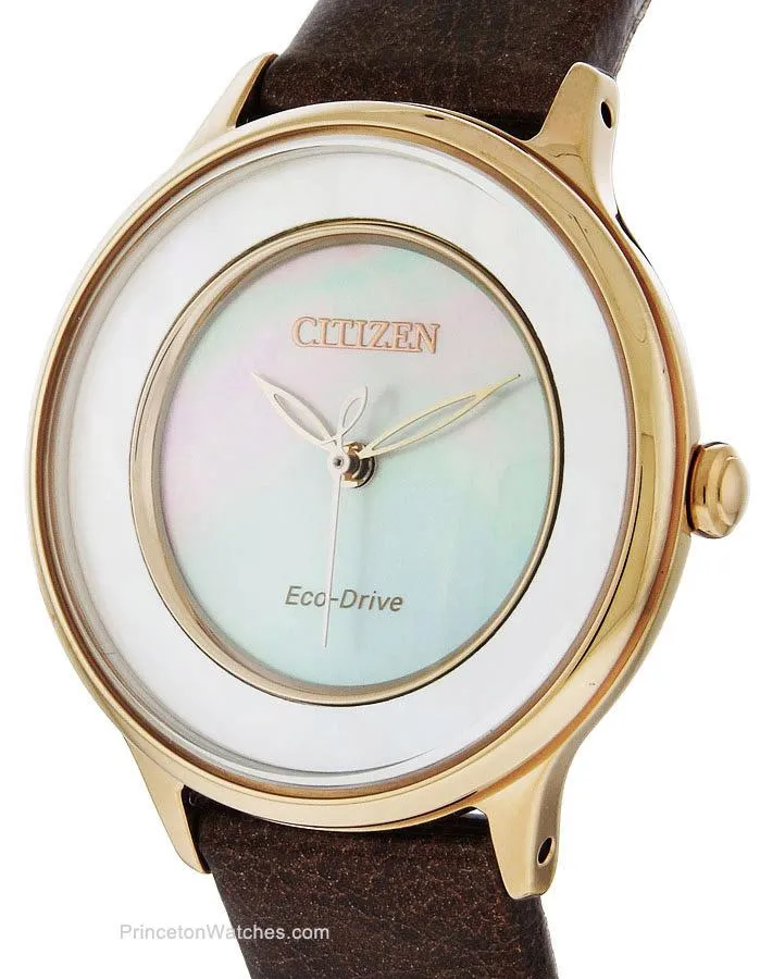 Citizen L Circle of Time Womens Watch - Brown Strap - MOP Dial - Rose Gold-Tone