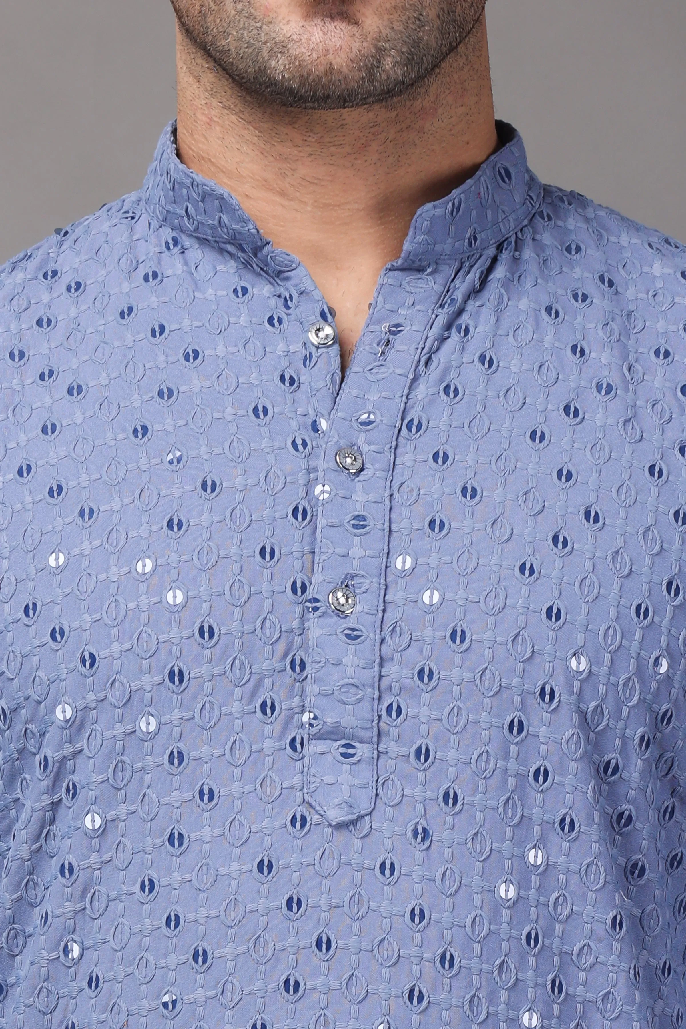 Cobalt Sequinned Fancy Kurta