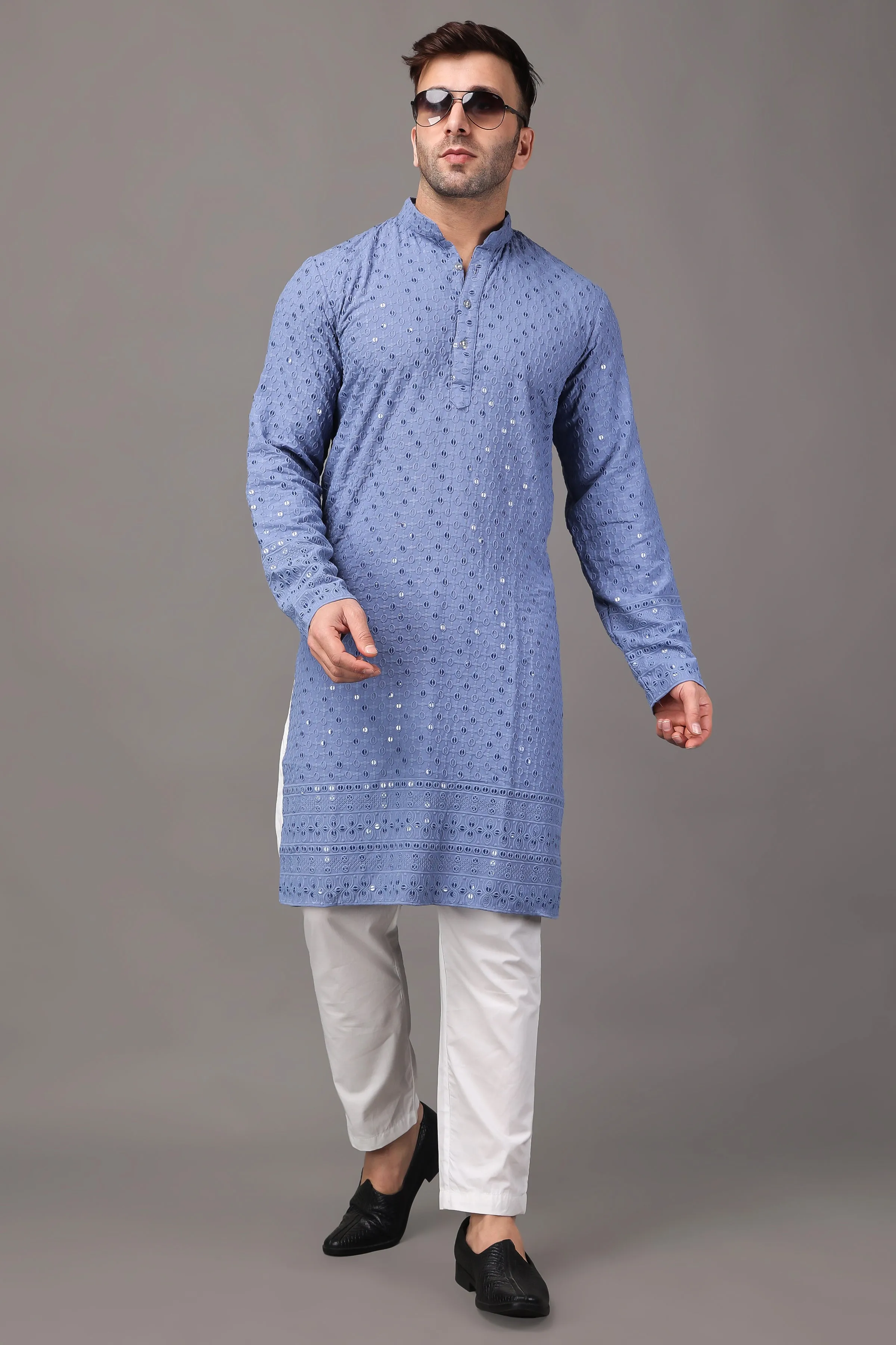 Cobalt Sequinned Fancy Kurta