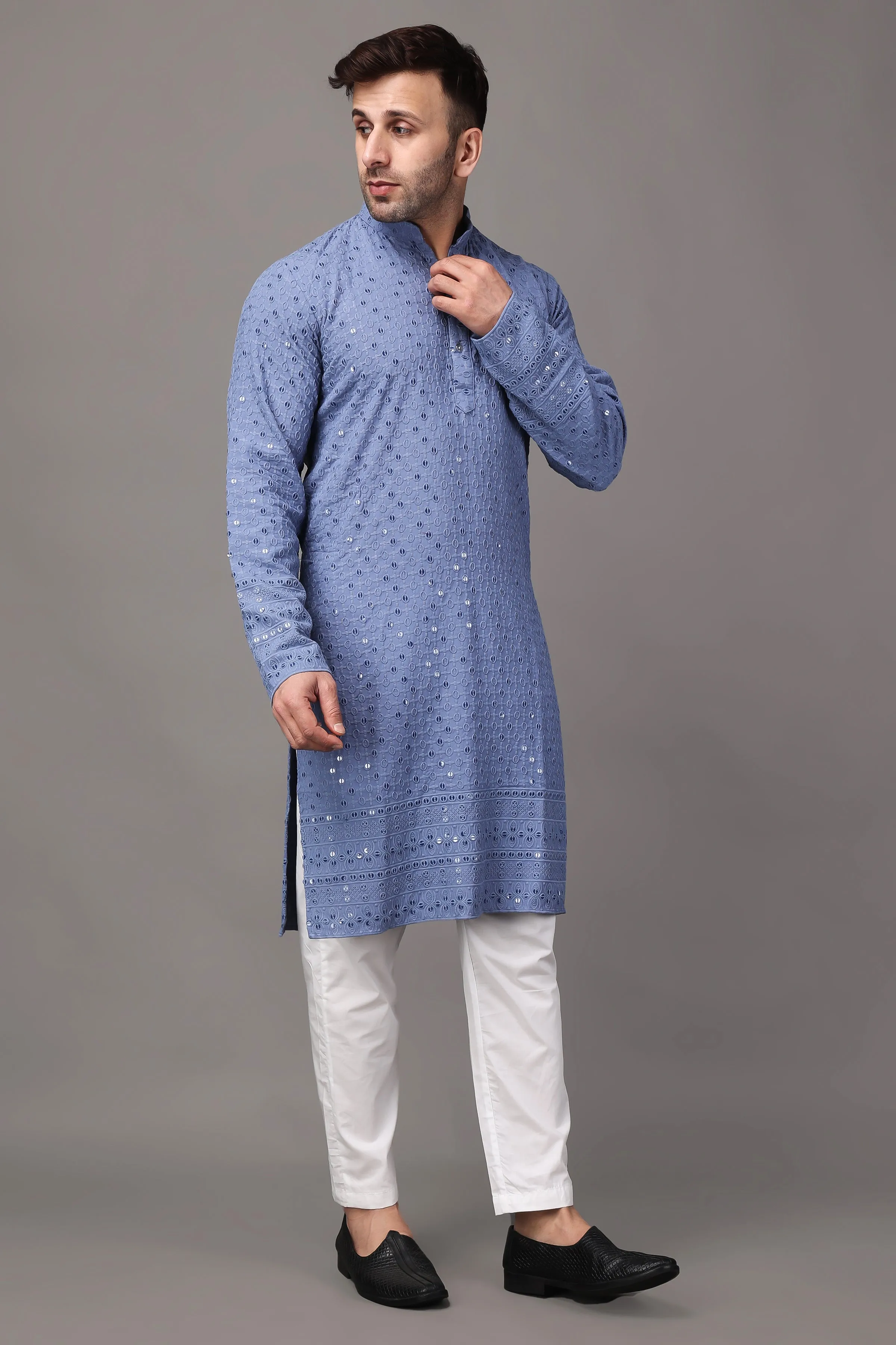 Cobalt Sequinned Fancy Kurta