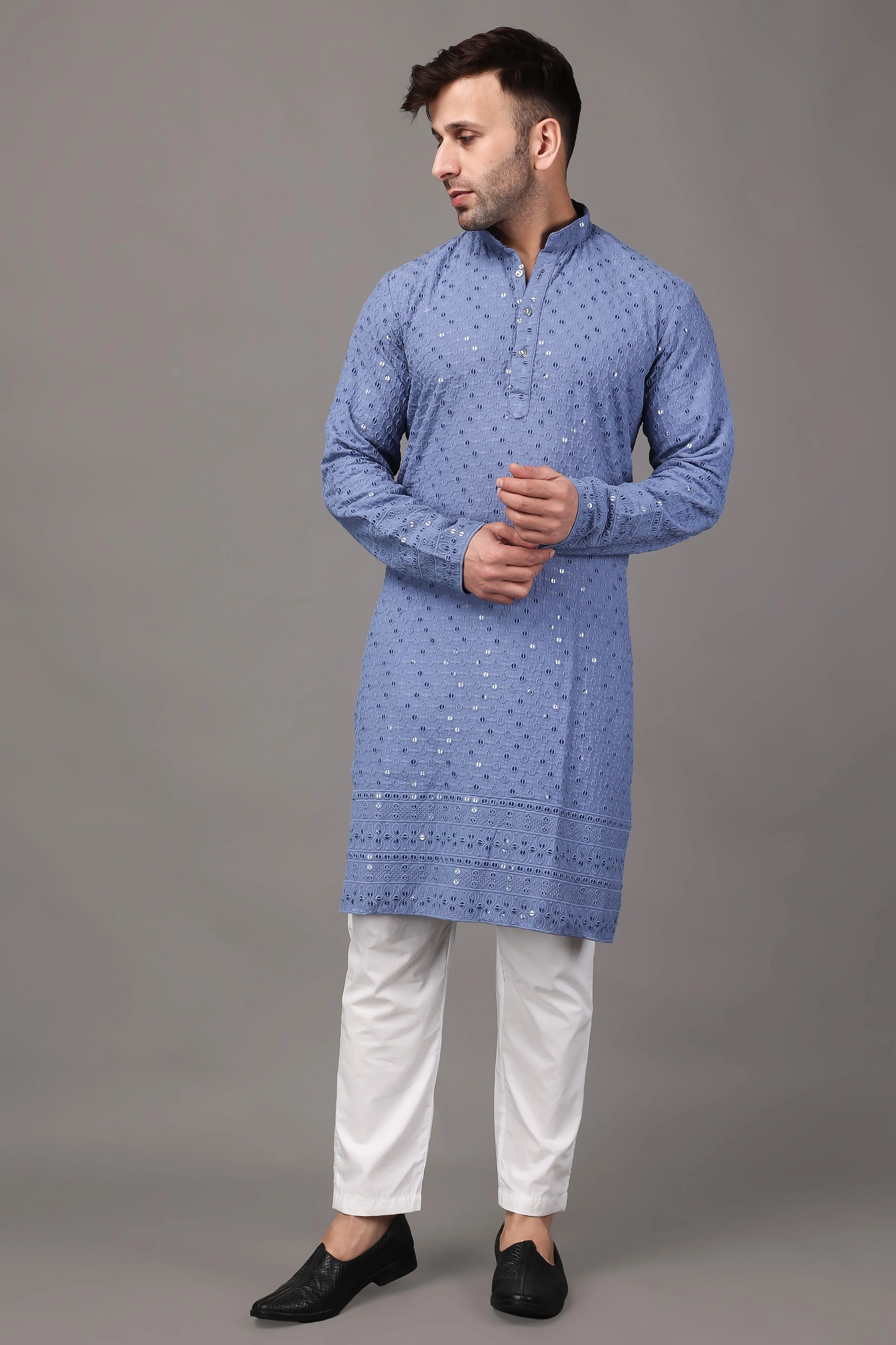 Cobalt Sequinned Fancy Kurta