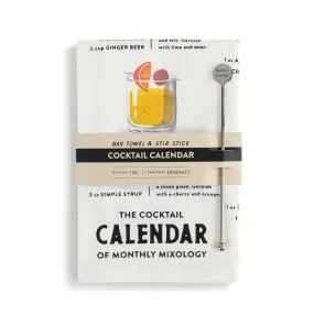 Cocktail Calendar Bar Towel & Stir Stick Set