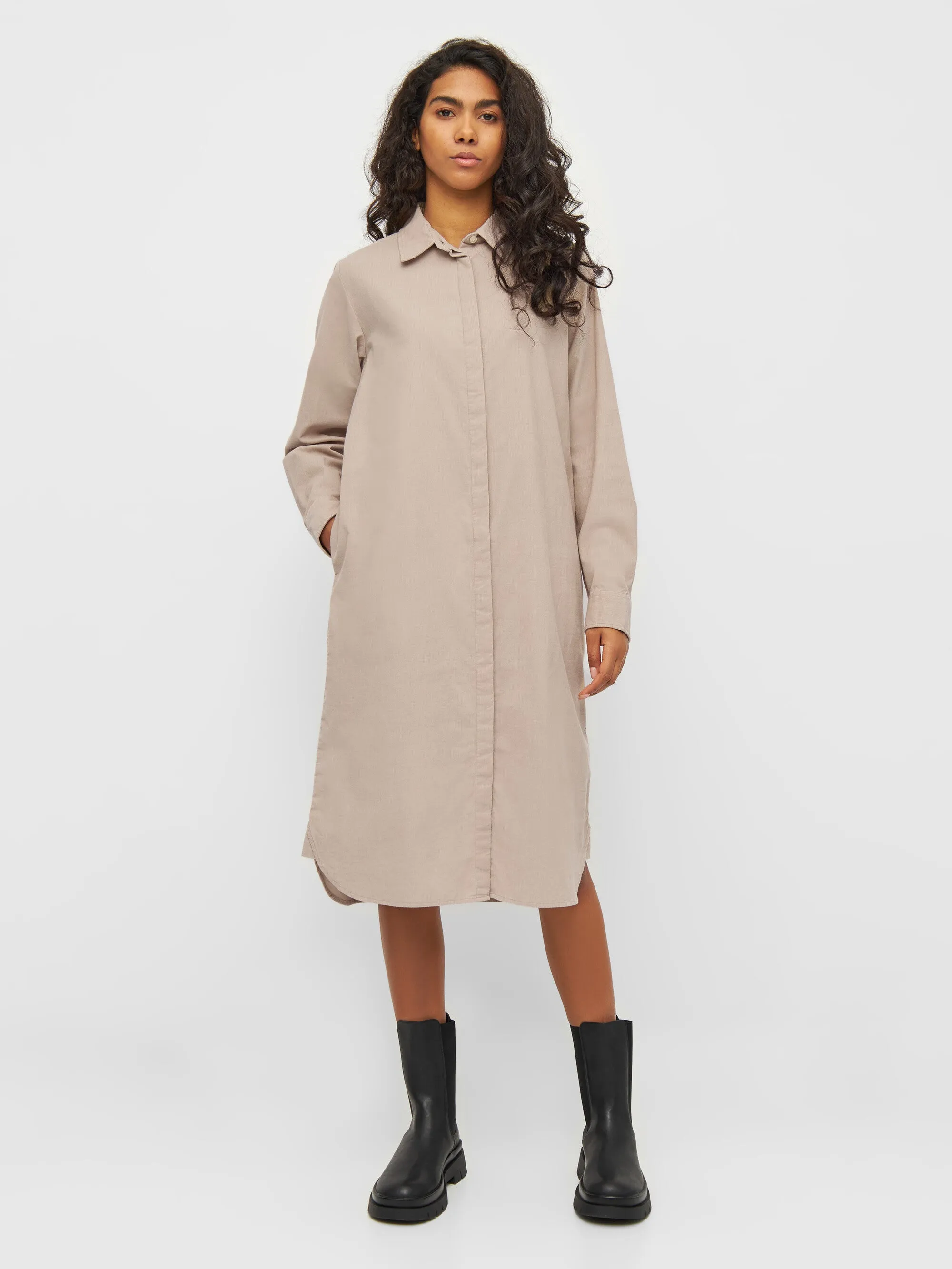 Corduroy shirt dress - Light feather gray