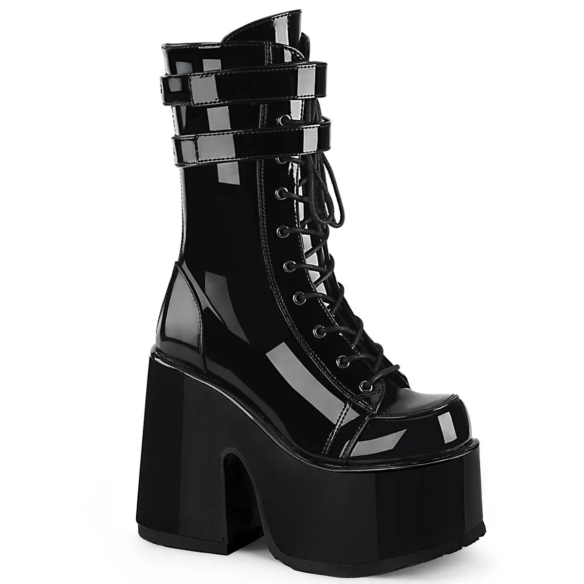 Demonia CAMEL-250 | Black  Patent Leather Mid-Calf Boots