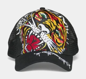 Double Tiger Head Trucker Mens Hat (Black/Yellow)