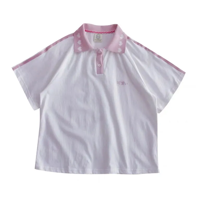 JAPANESE CUTE HEART JK POLO BESTIE SHIRT BY50078