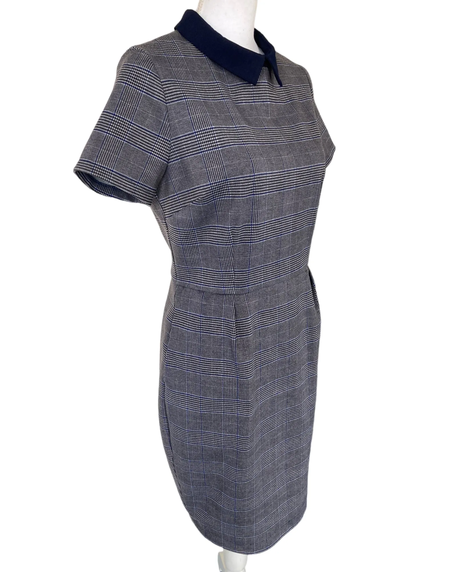 Joanie Blue and Black Plaid Short Sleeve Dress, 8