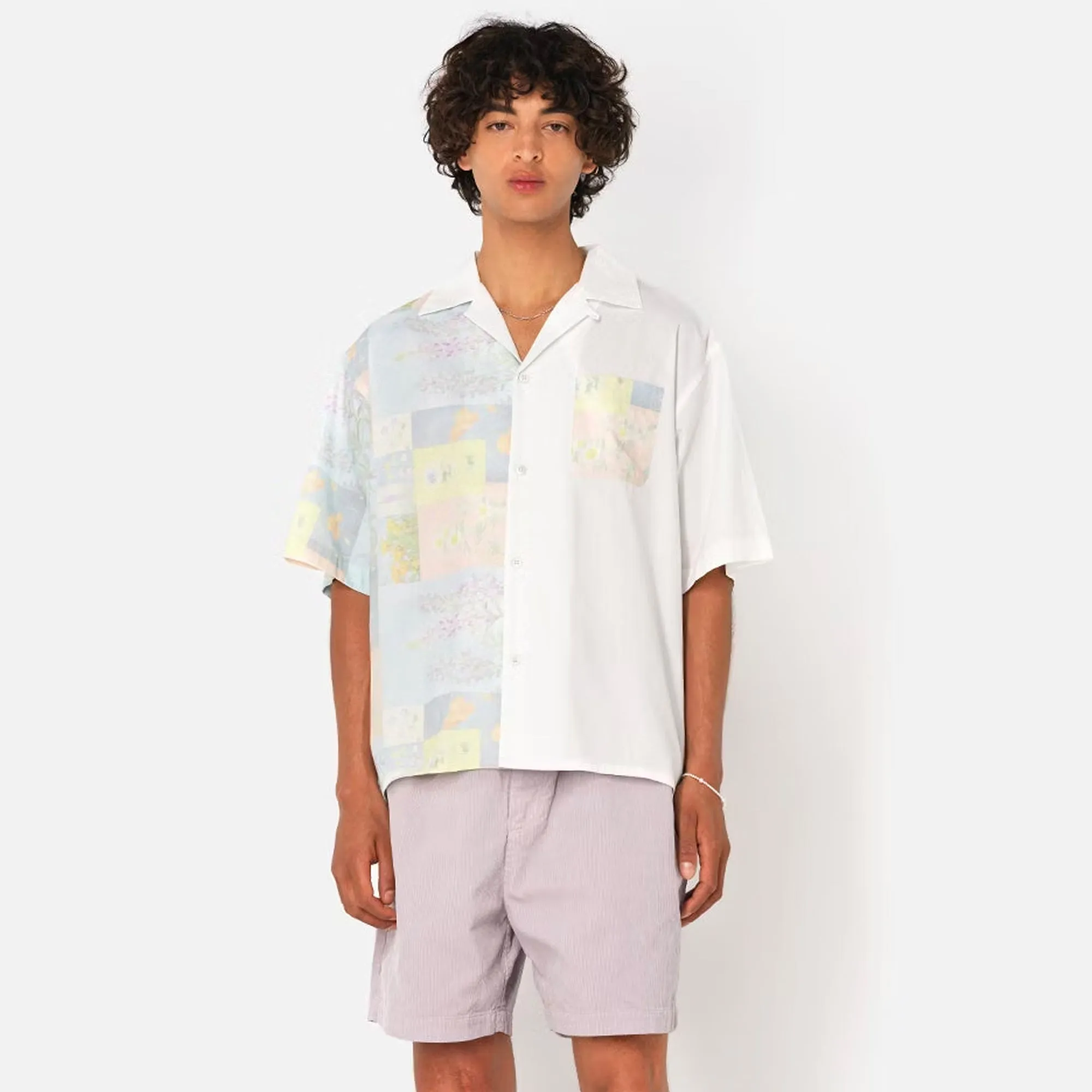 John Elliott Mens Camp Shirt 'Super Bloom Grid'