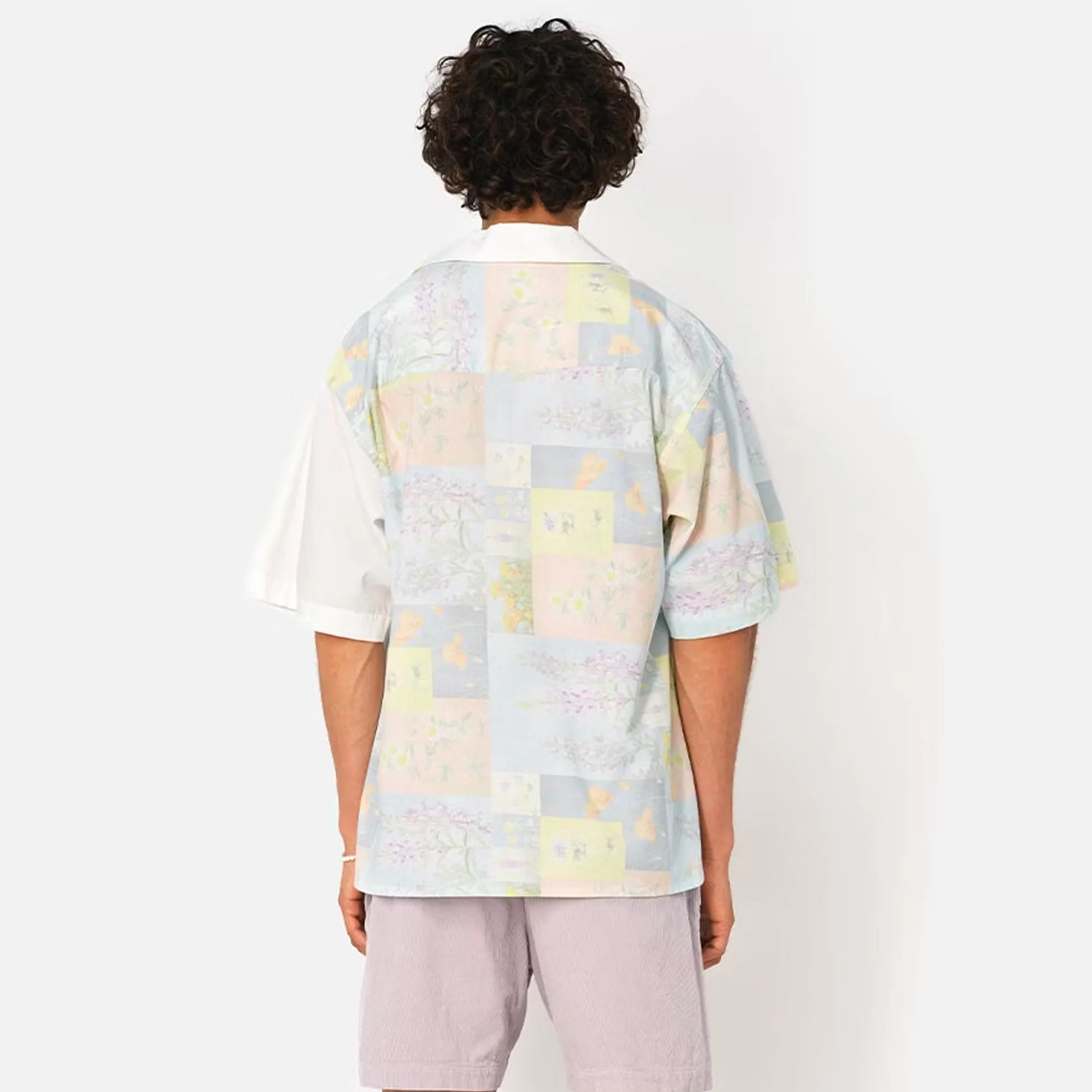 John Elliott Mens Camp Shirt 'Super Bloom Grid'