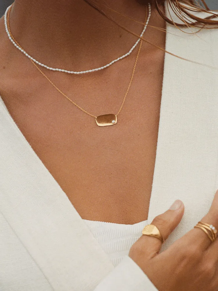 Kirstin Ash Lustre Engravable Necklace - 18K Gold Plated