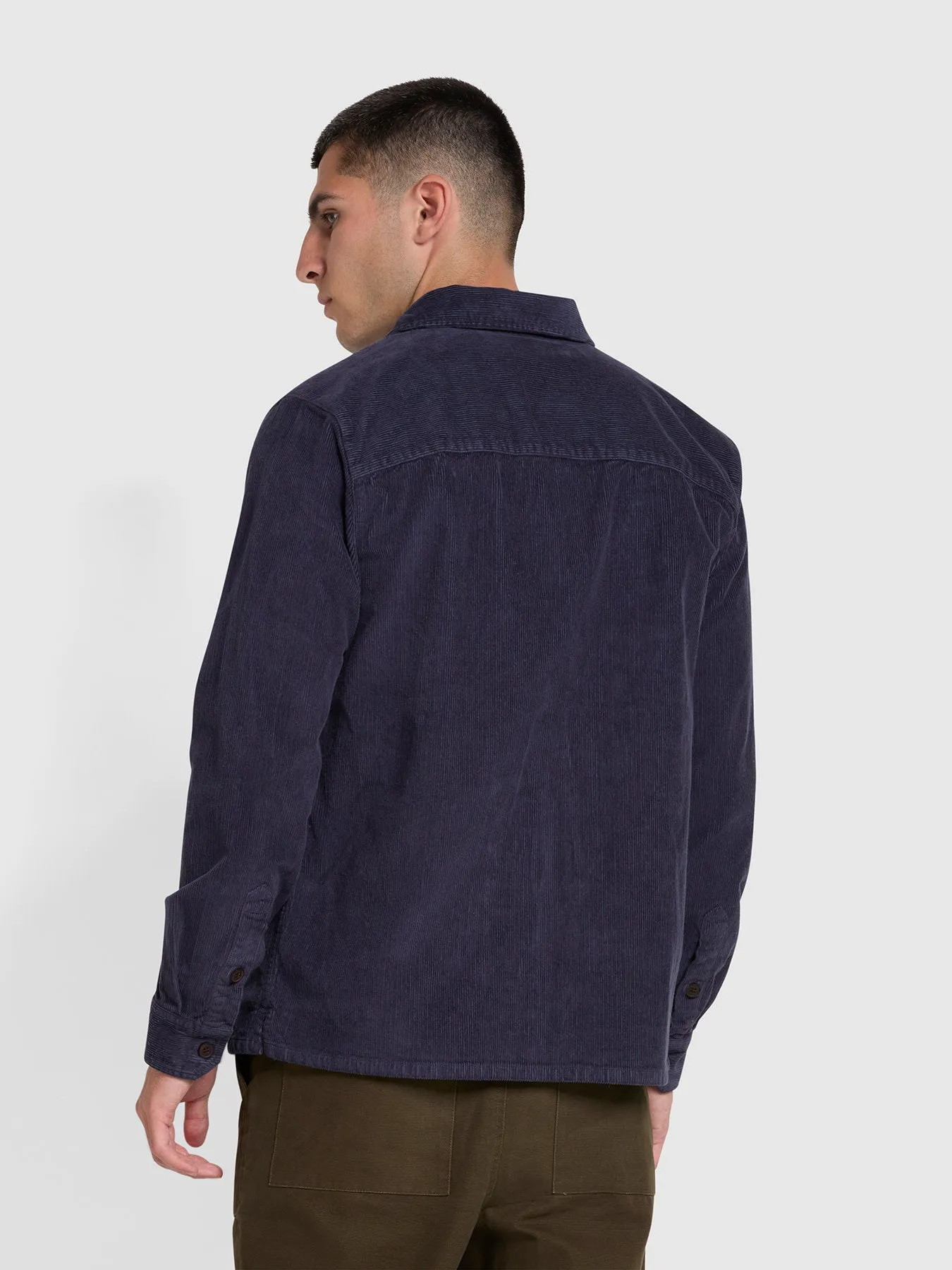 Kitner Relaxed Fit Corduroy Overshirt In Liquorice Blue