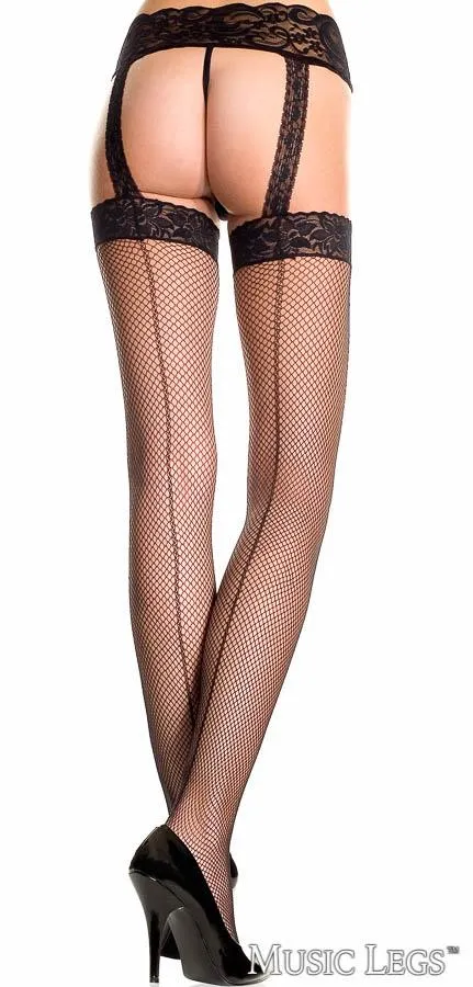 Lace Top Backseam Suspender