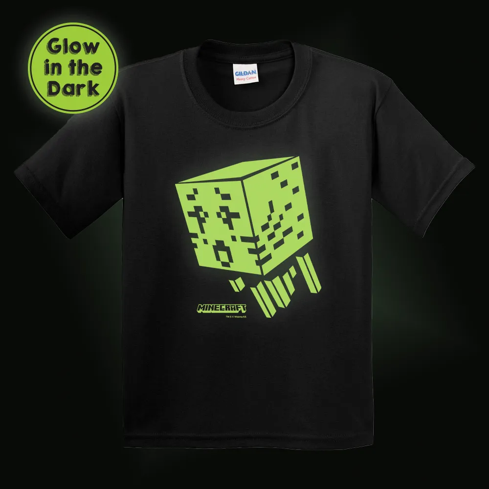 Minecraft Ghast Glow In The Dark Kids Short Sleeve T-Shirt