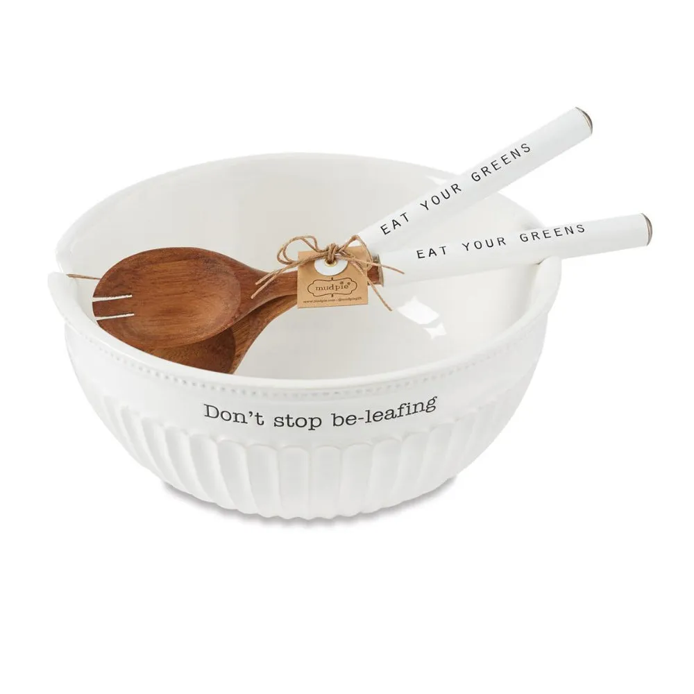 Mud Pie Don't Stop Be-Leafing Salad Bowl Set