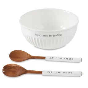 Mud Pie Don't Stop Be-Leafing Salad Bowl Set