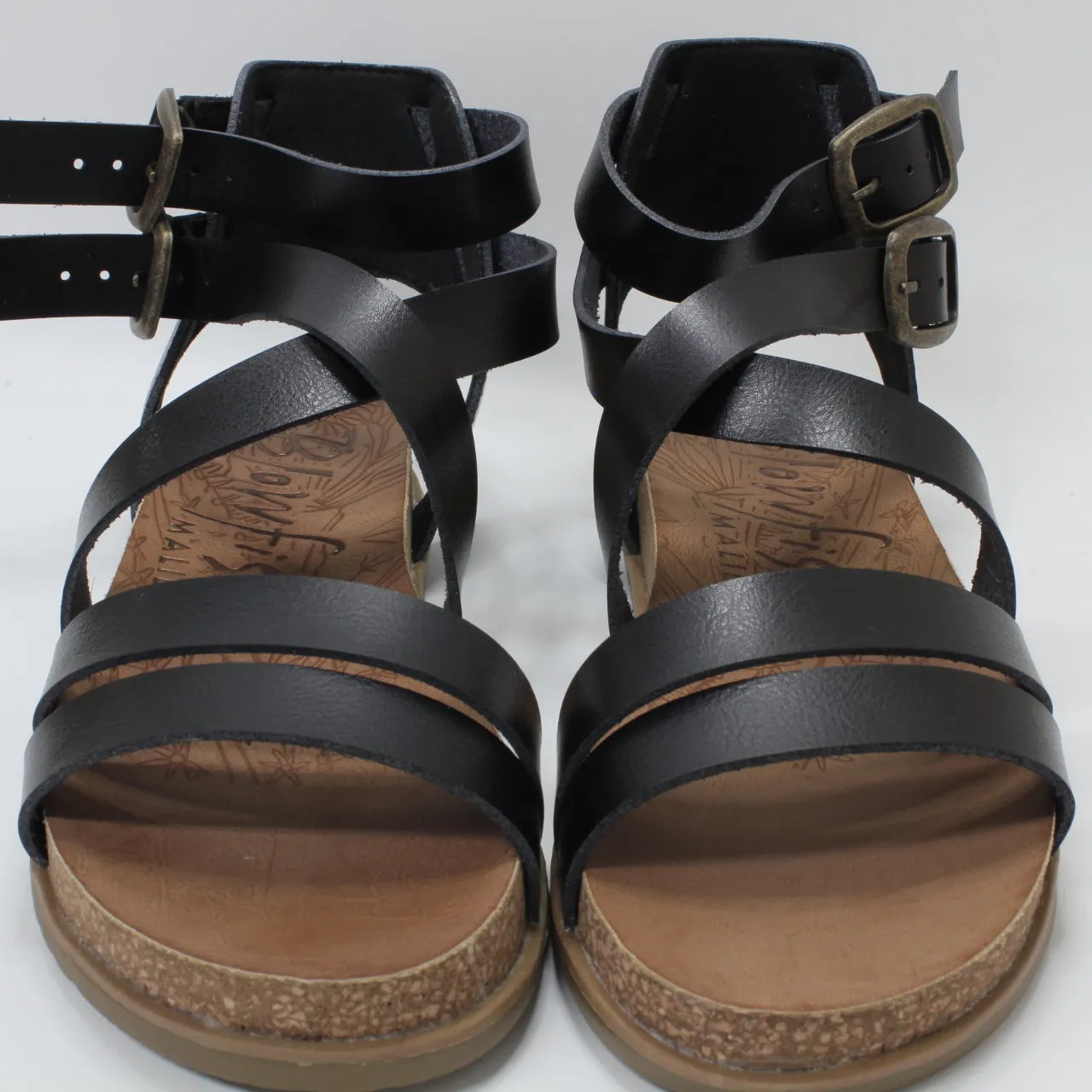 ODD SIZES - Womens Blowfish Fandie Sandals Black Dyecut - UK Sizes Right 6/Left 7