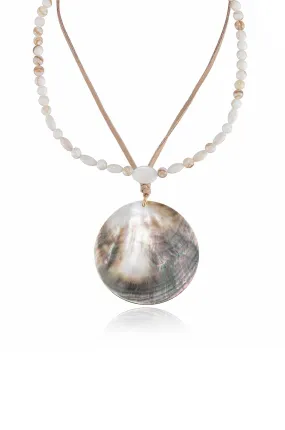 Opalescent Shell and 18k Gold Plated Necklace Set