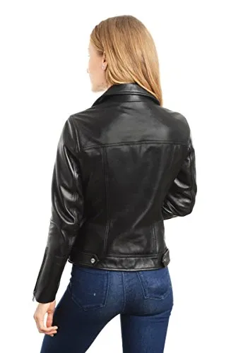 REED EST. 1950 Women's Jacket Genuine Lambskin Leather Biker Fashion Coat - Imported