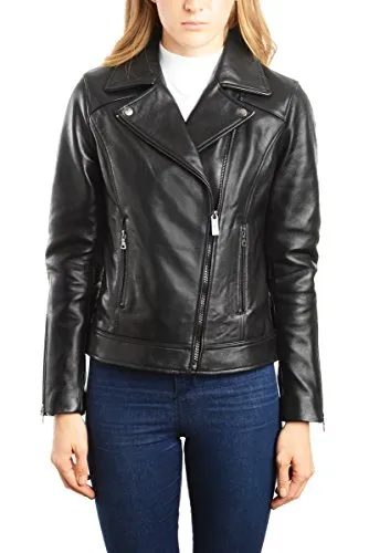 REED EST. 1950 Women's Jacket Genuine Lambskin Leather Biker Fashion Coat - Imported