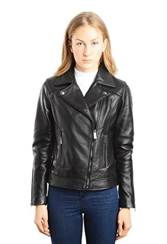 REED EST. 1950 Women's Jacket Genuine Lambskin Leather Biker Fashion Coat - Imported