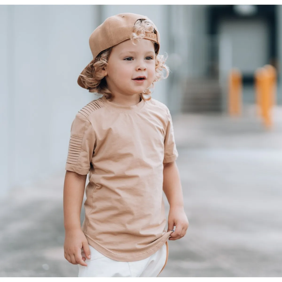 Short Sleeve Biker Shirt- Wheat