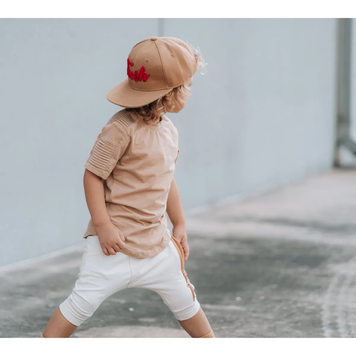 Short Sleeve Biker Shirt- Wheat