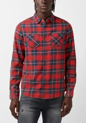 Sibani Men’s Long-Sleeve Shirt in Orange Black Plaid - BM24169